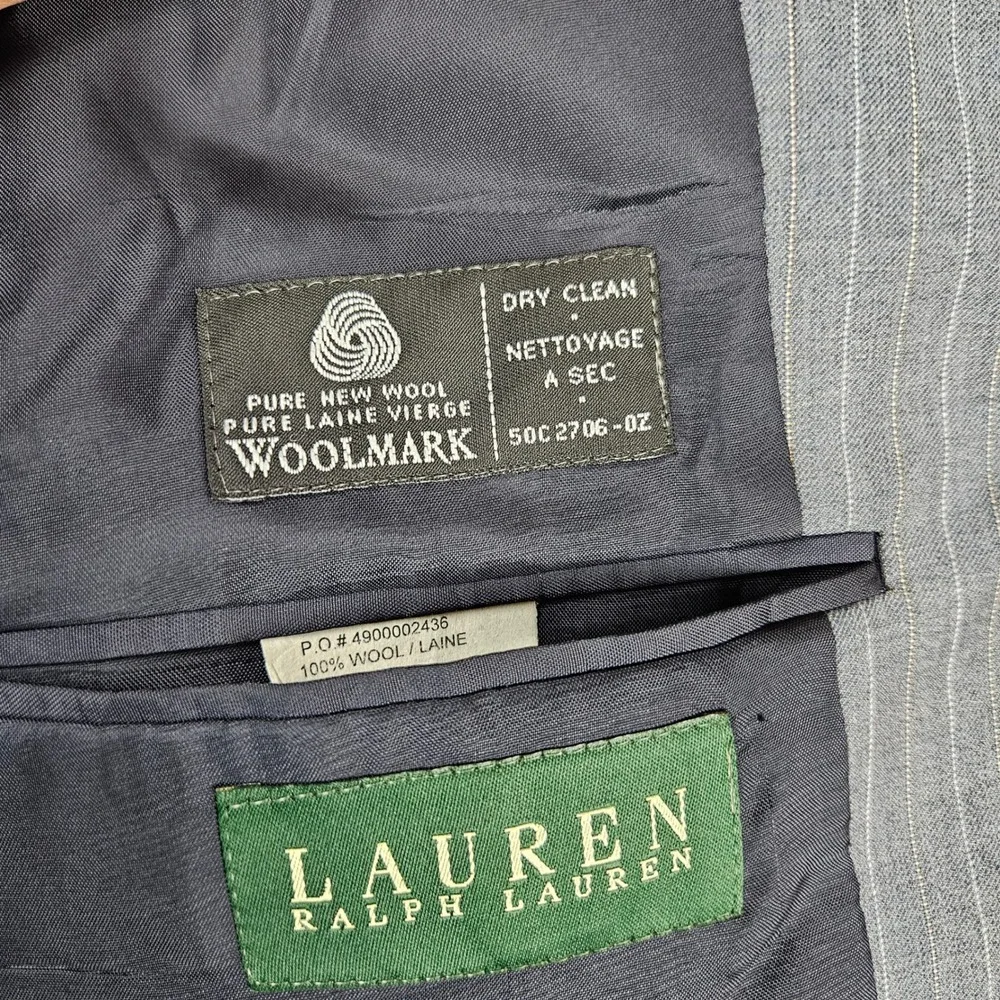 Lauren Ralph Lauren Men Striped Wool Blend‎ Blazer Jacket Size 42R